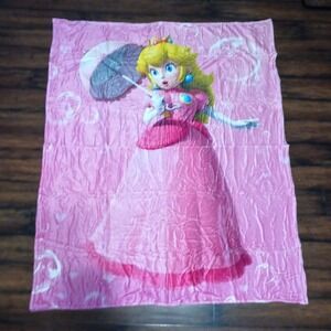 Nintendo Super Mario Princess Peach Pink Fleece Throw Blanket 60x50